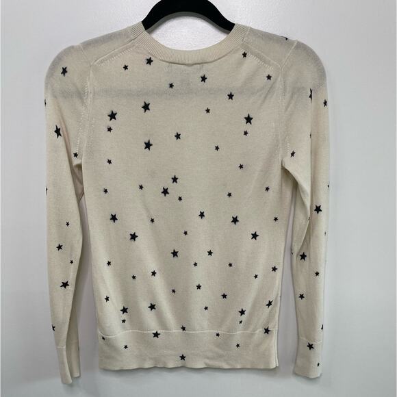 Banana Republic Silk Cashmere Crewneck Sweater Cream Stars America 4th Women XS - Picture 9 of 11